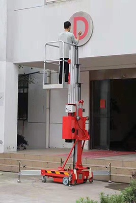 Single mast aluminum alloy lifting platform